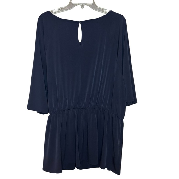 Lane Bryant shirt faux wrap with tie navy blue stretch size 22 24 - Picture 4 of 10